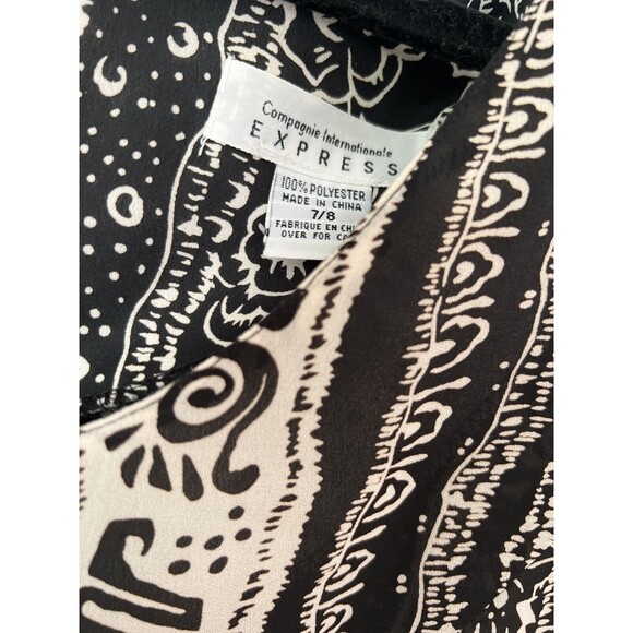 Vtg Y2K Compagnie International Express Romper Print Short Sleeve Black 7/8 - Picture 3 of 4